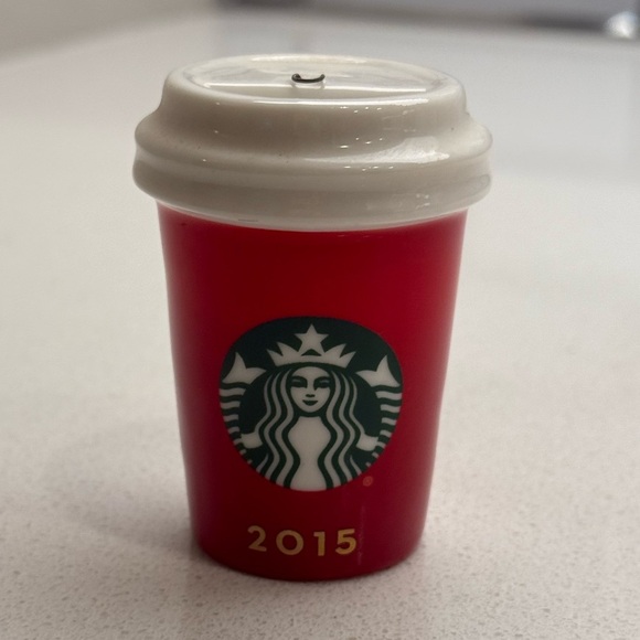 Starbucks Ceramic Tumbler Christmas Ornament 2015 Red Mini Coffee Cup - Picture 2 of 8